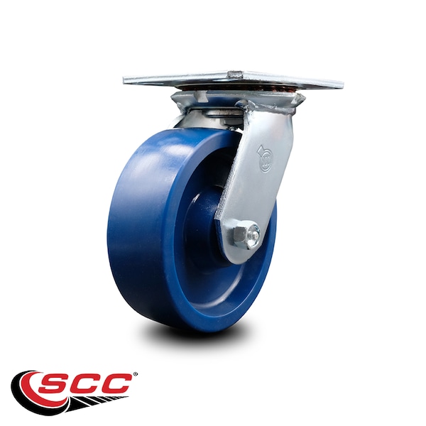 6 Inch Heavy Duty Top Plate Solid Poly Swivel Caster with Ball Bearing SCC